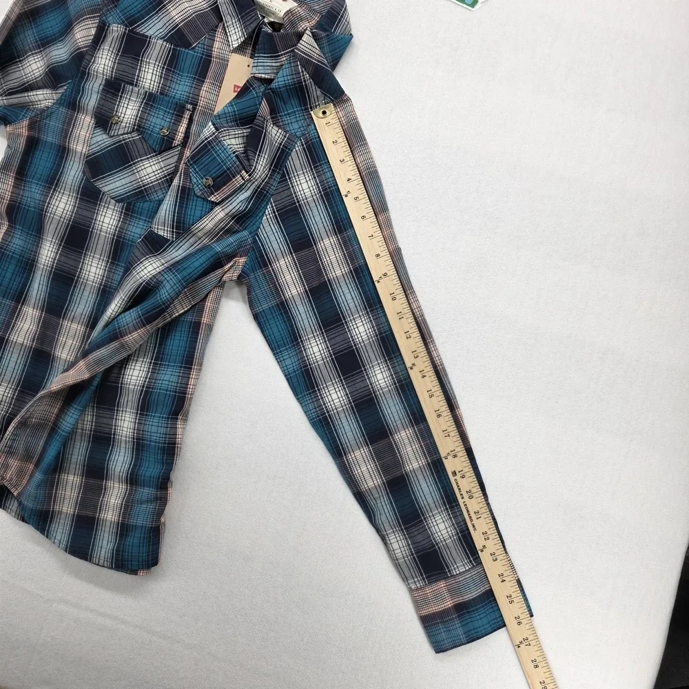 Levis The Western Pearl Snap Shirt Mens XL Blue Plaid Button Up 3LYLW0172 NEW